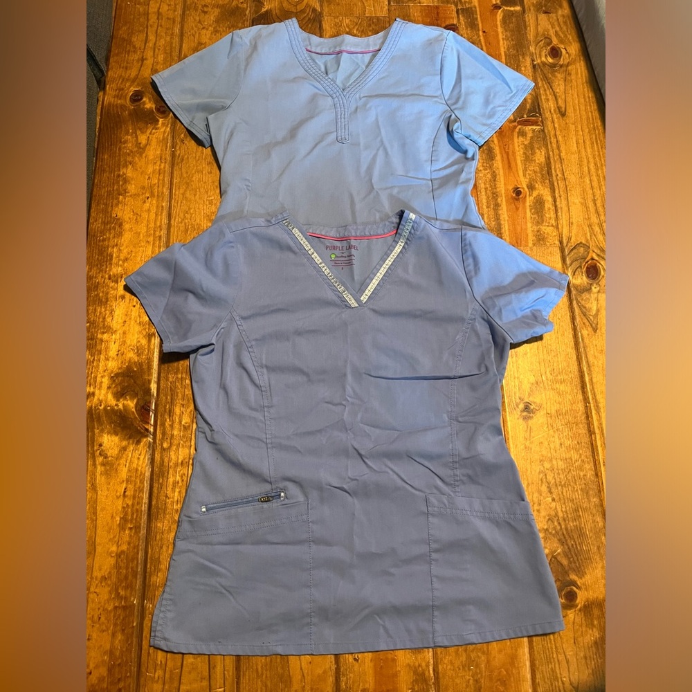 Scrub tops size small Purple label brand